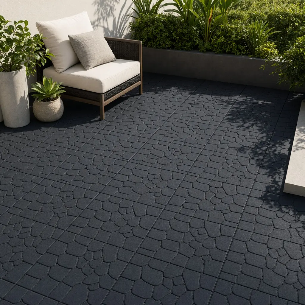 ARCH Interlocking Deck Floor Tiles, 44-Pack Dark Gray Durable Polypropylene Outdoor Flooring (12.00 w x 12.00 d x 0.80 h in, 44 sq ft) - DIY Snap-Together Tiles for Patio, Balcony, Anti-Slip Drainage, Easy Install