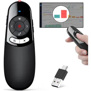 2 in 1 Type C USB Presentation Clicker with Physical and Digital Function, RF 2.4GHz  Presenter Remote PPT Clicker for  Presentations, Slide Advancer for  Laptop