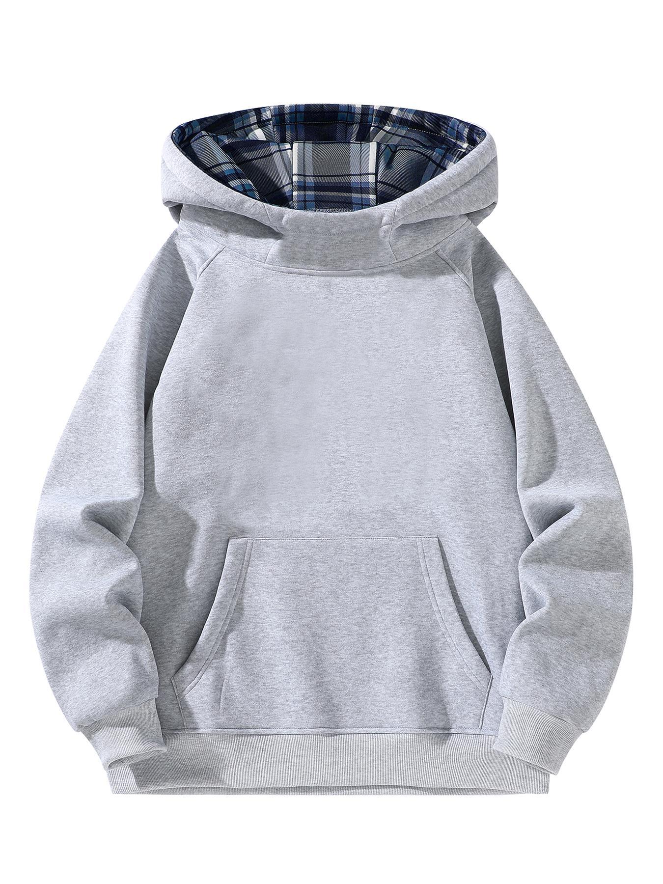 Men's Regular Fit Solid Plain Zip Up Hoodie, Casual Long Sleeve Hooded Sweatshirt for Fall , Men's Fall Clothes for Daily Wear, Classic Menswear Tops