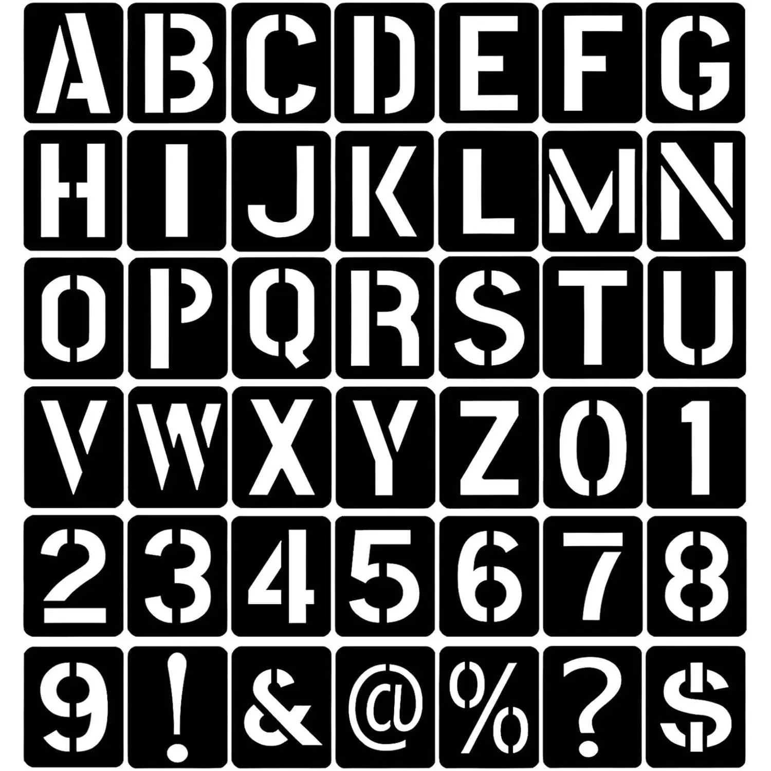 42 Pcs 3-Inch Reusable Plastic Alphabet Letter, Symbol & Number Stencils Template Set for Wood, Wall Craft Decoration (Black)