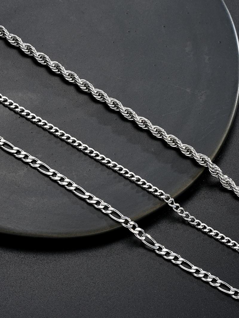 Men's Simple Plain Stainless Steel Link Chain High Quality Bracelet, Casual Fashionable Jewelry for Party, Daily Clothing Decor, Trendy All-match Elegant Jewelry Bracelet for Birthday Gift Couples Gifts, Stackable Bracelets Stack, Snake Chain Bracelet