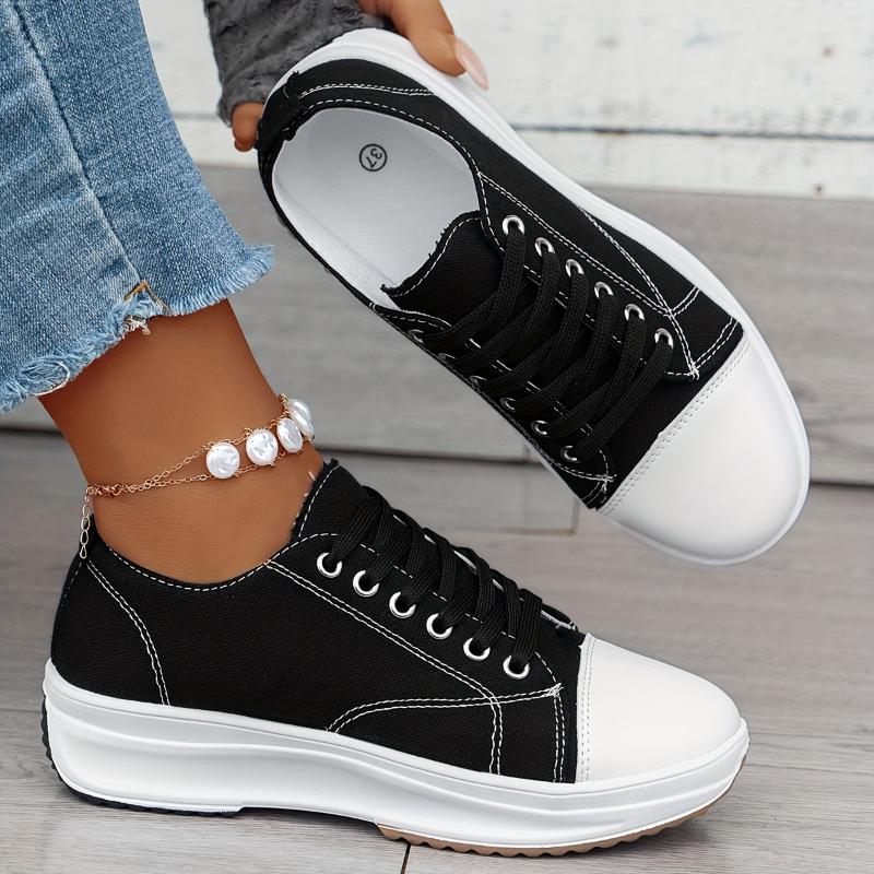 Short Stout Sneaker Women: Non-Slip, Lace-up, Casual Running Shoes, Platform Footwear White for Girls Closure