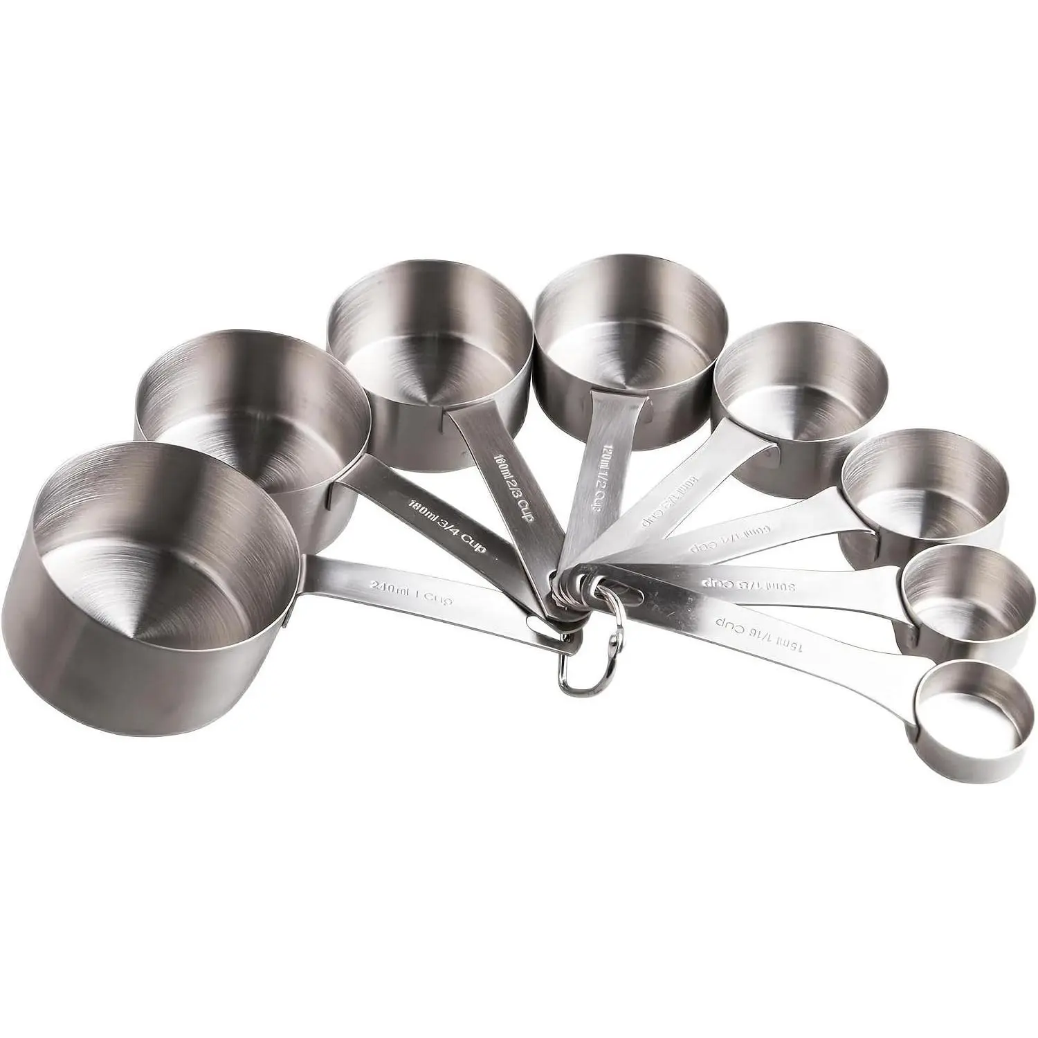 Measuring Cup Set of 8, 18/8 Stainless Steel Measuring Cups for Kitchen & Baking, Heavy Duty Metric & US Measure Cups Set with 2/3 Cup & 3/4 Cup Meaure Cups