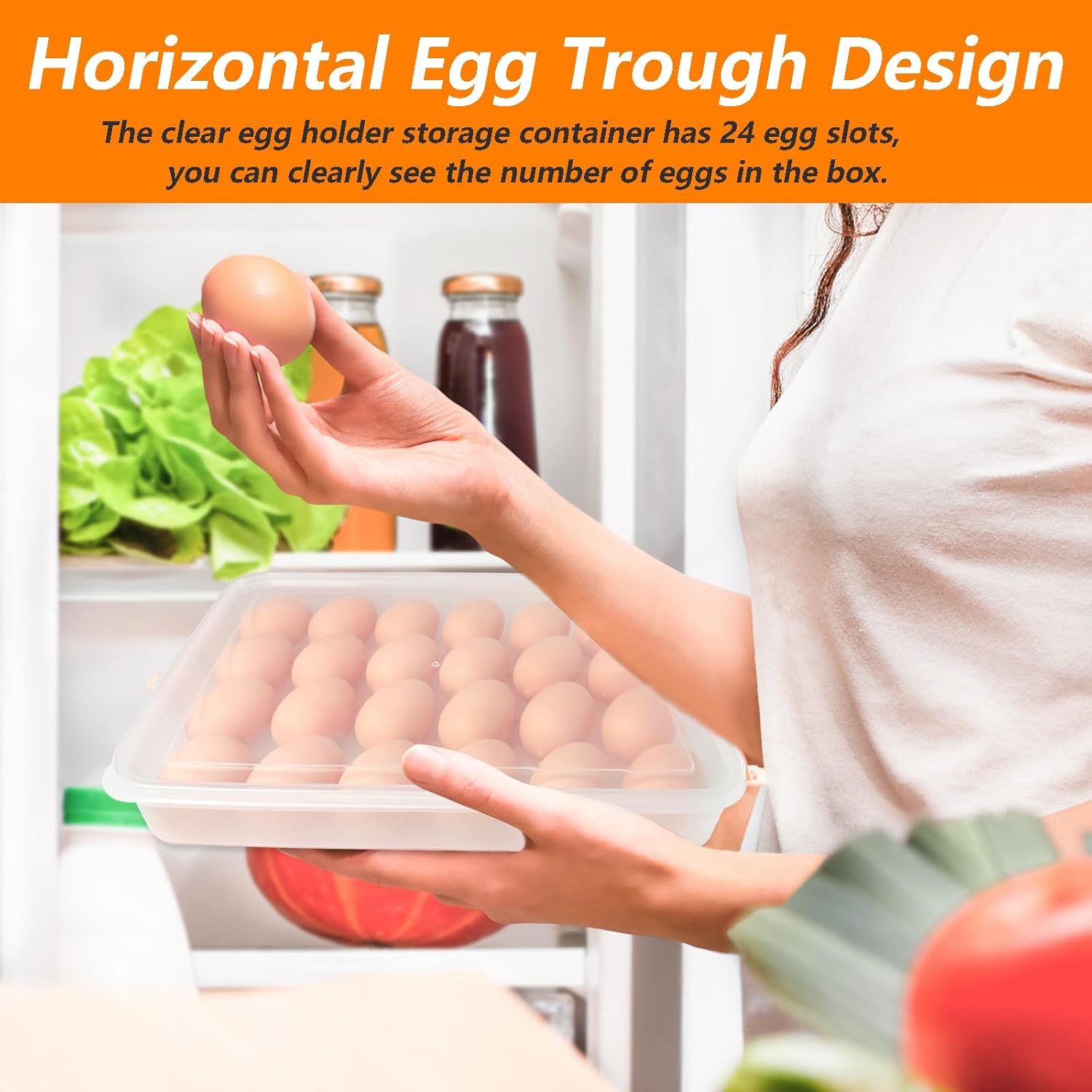 2 Pack Deviled Egg Containers with Lid,Clear Portable Storage Carrier Egg Holder,Stackable Plastic Egg Tray Carrier for Fridge,Kitchen,Keep (48 Eggs)