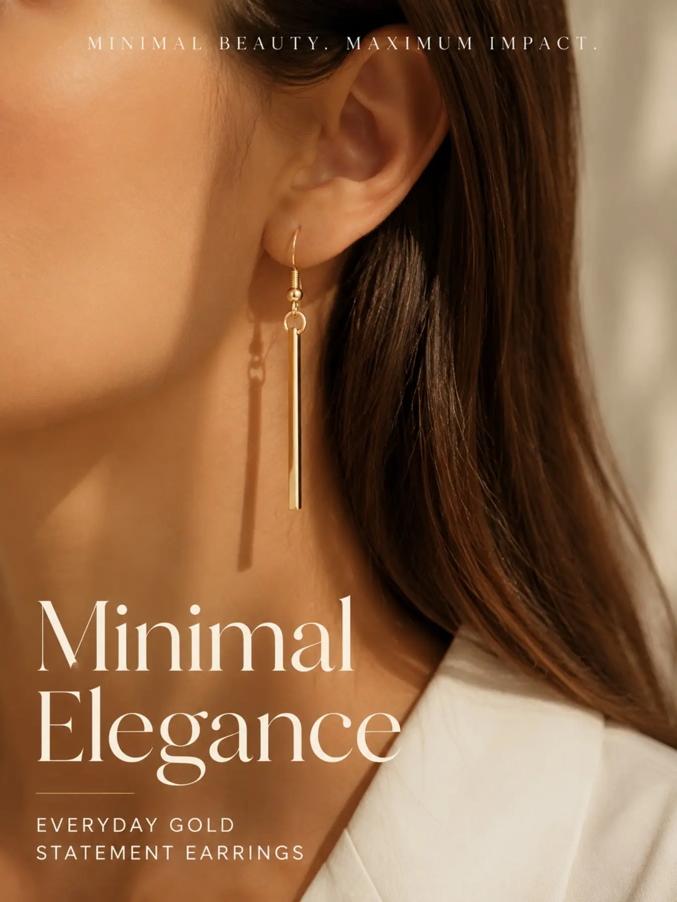 Minimal Linear Bar Drop Earrings, Hypoallergenic Stainless Steel, Long Dangle Hook Earrings for Women, Daily Office Jewelry