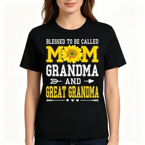 "Blessed Mom Grandma Great Grandma" Graphic Unisex Tee |   All-Season Breathable Top