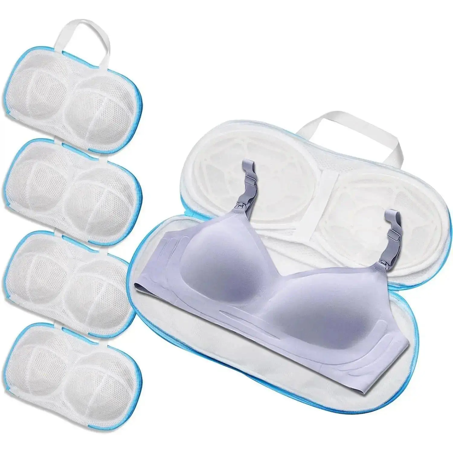 4-Pack Bra Laundry Bags - Durable Honeycomb Mesh Laundry Accessory, Lightweight Zippered Organizer for Underwear, Socks, Travel, Portable Shape-Protecting Washable Item (Great Gift Option), Shape Protection Design, College Students
