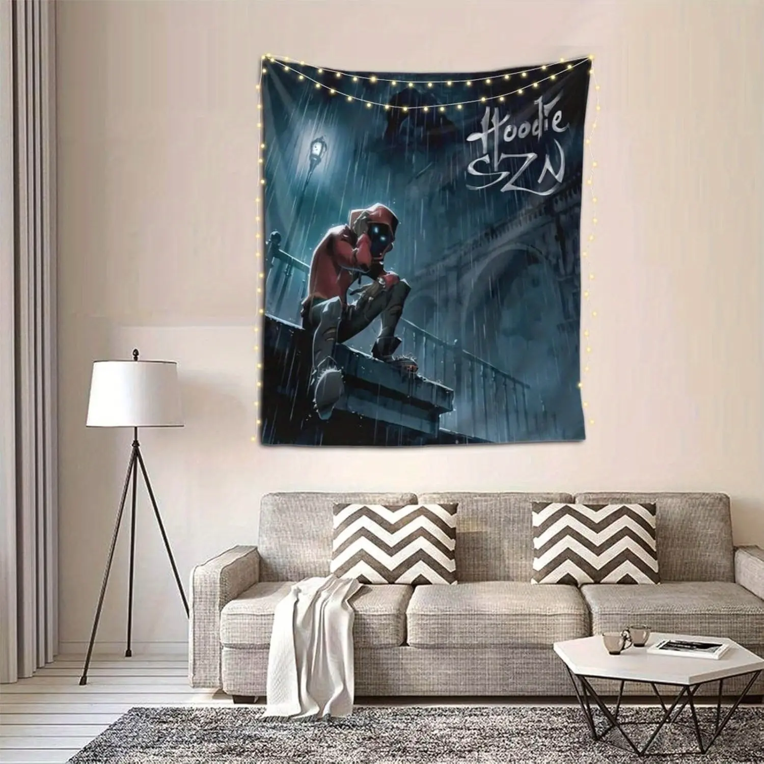 1pc Hip-Hop Music Style Hoodie Rapper Tapestry, Suitable for Bedroom, Living Room And Dormitory Decoration