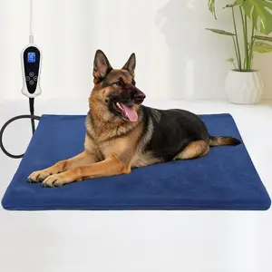 Large Dog Heating Pad,34x21 in Heated Dog Bed with Constant Heat MET&UL Certified, Chew-Resistant Cord, Waterproof Washable Cover - Blue