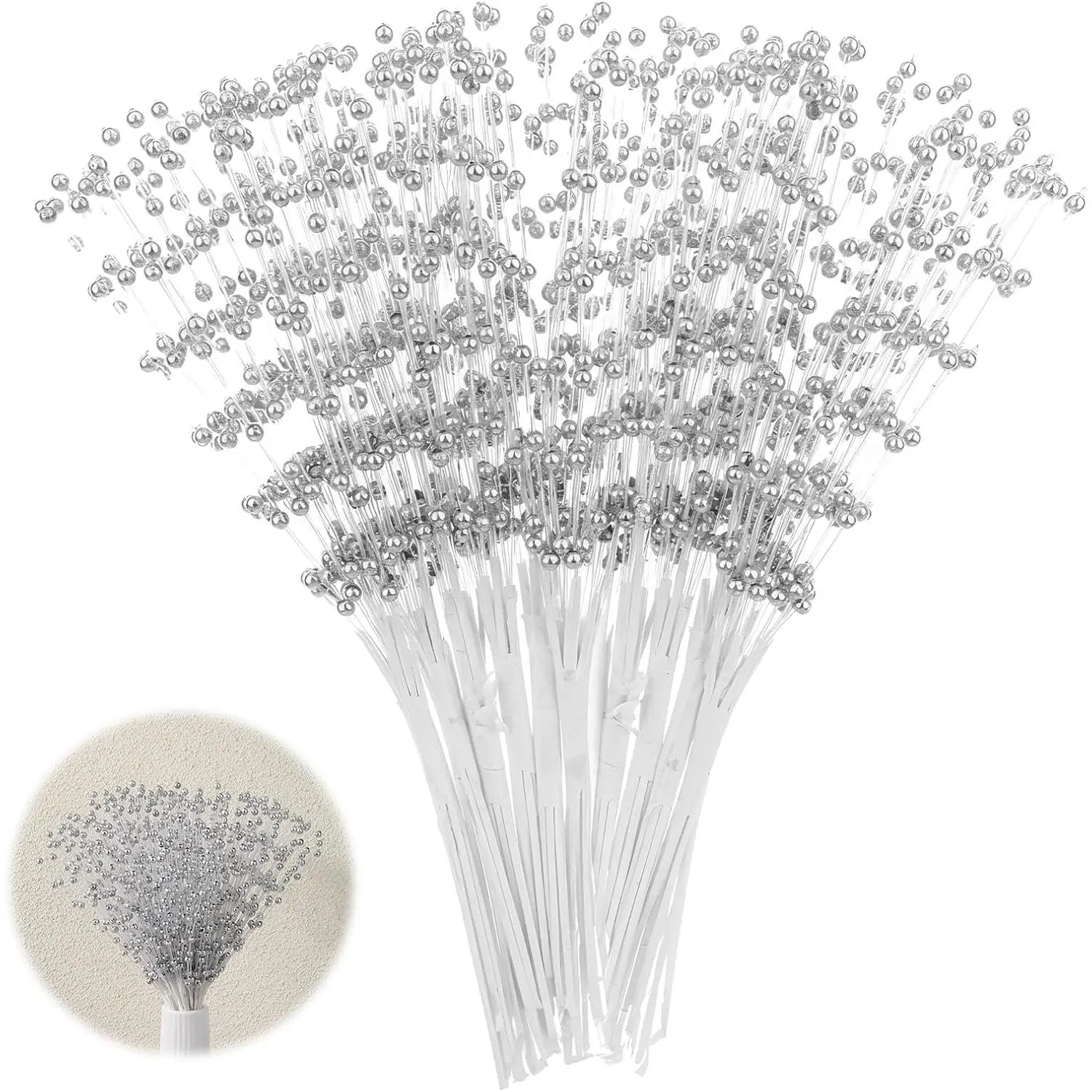 50 count  Floral Picks   Stems Bouquets Decorations 4mm Bead String Garland  Filler Floral Arrangements Tree Picks Wedding Party Decoration Christmas Tree Picks