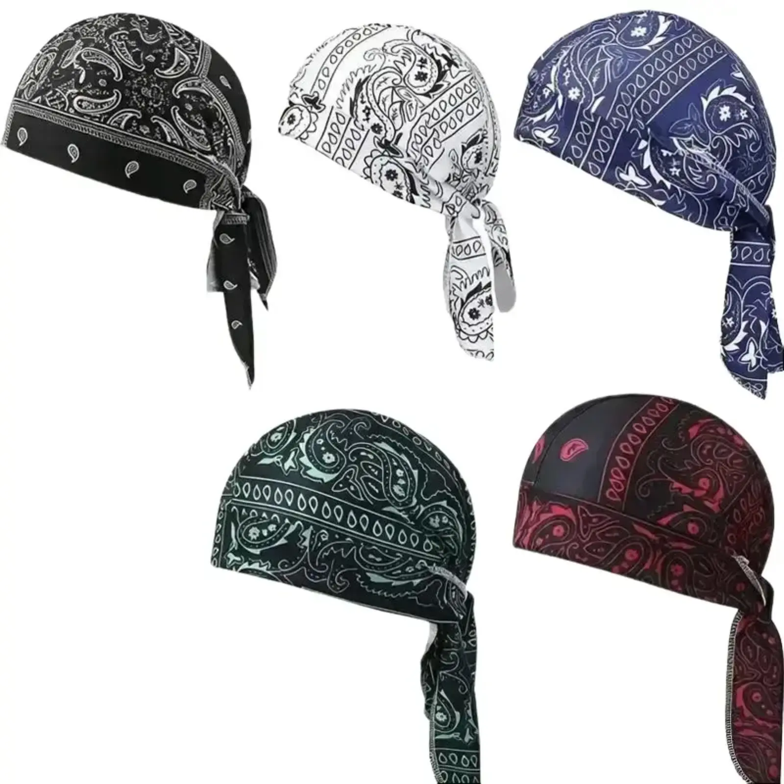 5Pcs Cooling Head Wraps, Stretch Pirate Style Helmet Liners. Breathable & sweat-absorbent, soft and easy to clean. Multi-functional head gear for athletes and outdoor lovers, perfect for motorcycling, hiking and daily activities.