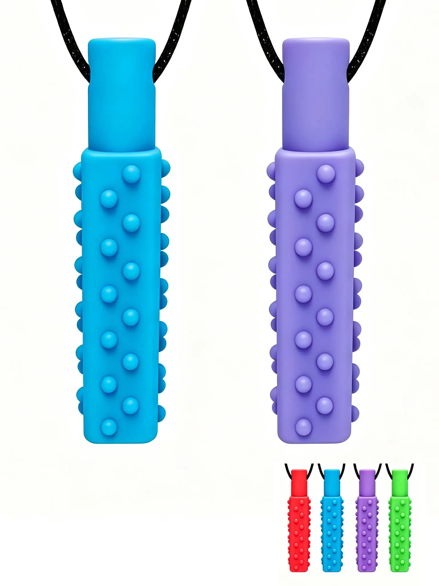 Sensory Chew Necklaces for Kids – 2 Pack Silicone Chew Toys, Sensory Teether for Boys & Girls, Oral Motor Aids for Biting, Teething, Autism, ADHD, SPD & Anxiety, Safe Sensory Fidget Toys for Children and Adults