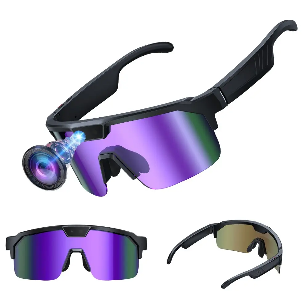 Sport Video Smart Glasses, with 8MP Camera ,1200P Video Recording AI Glasses ,4GB Memory Build-in(No TF Card Need), ABS+PC Frame,270Mah Battery, Bluetooth Call ,Music Control ,AI Translation,AI  Image Recognition