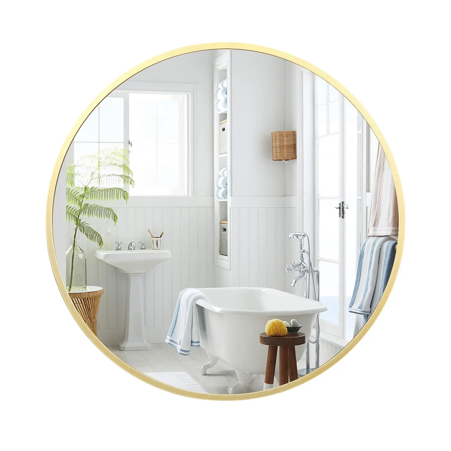 Round Mirror, Wall Circle Mirror Metal Frame for Bathroom, Vanity, Entryway, Bedroom, Living Room, Wall Mounted Modern Rustic Decor, Black