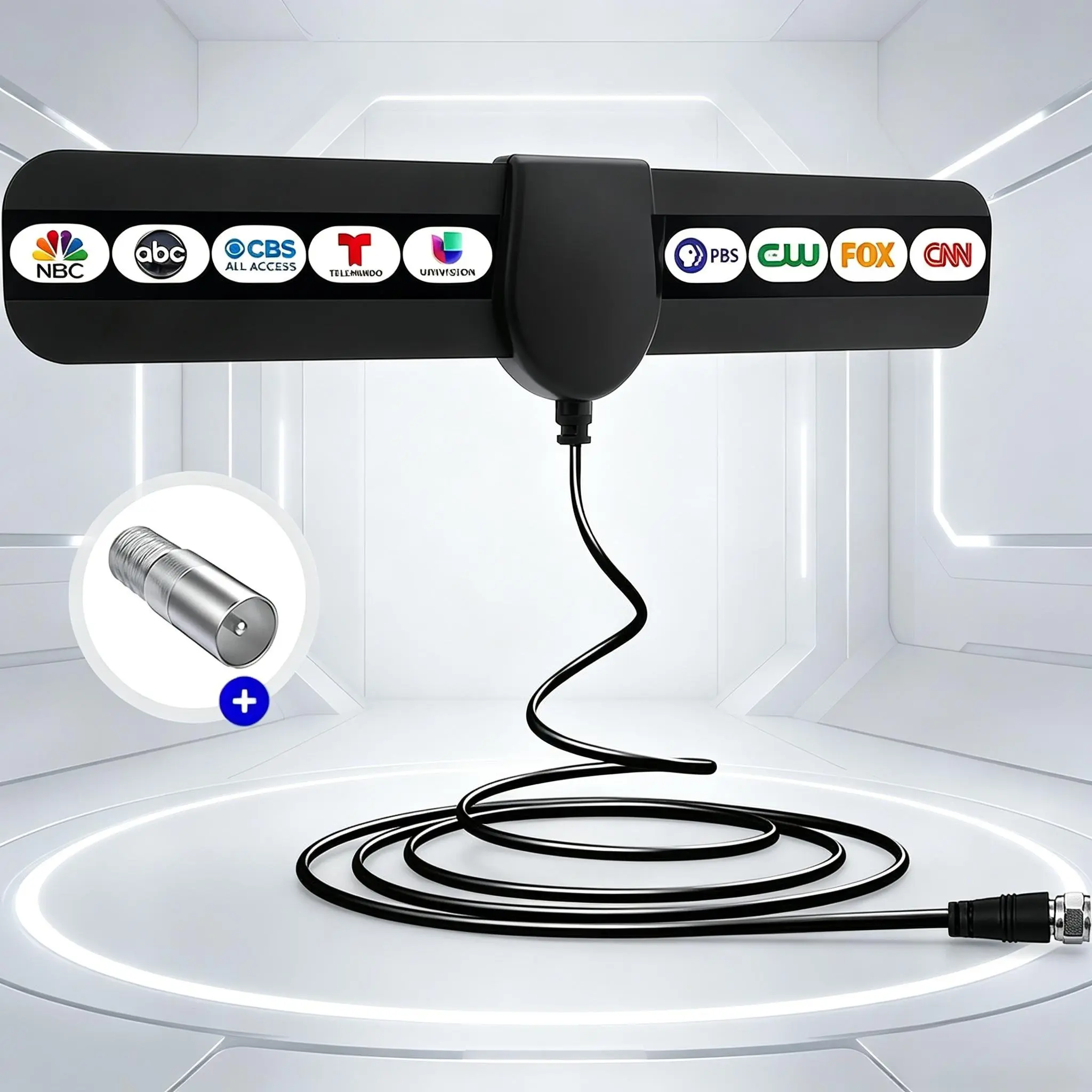 2026 New Portable Indoor Digital TV Antenna, Supports 4K 1080P HD for All Smart TVs, Reliable Reception for Free Local Channels, Easy Install Cord-Cutting Home Entertainment Accessory