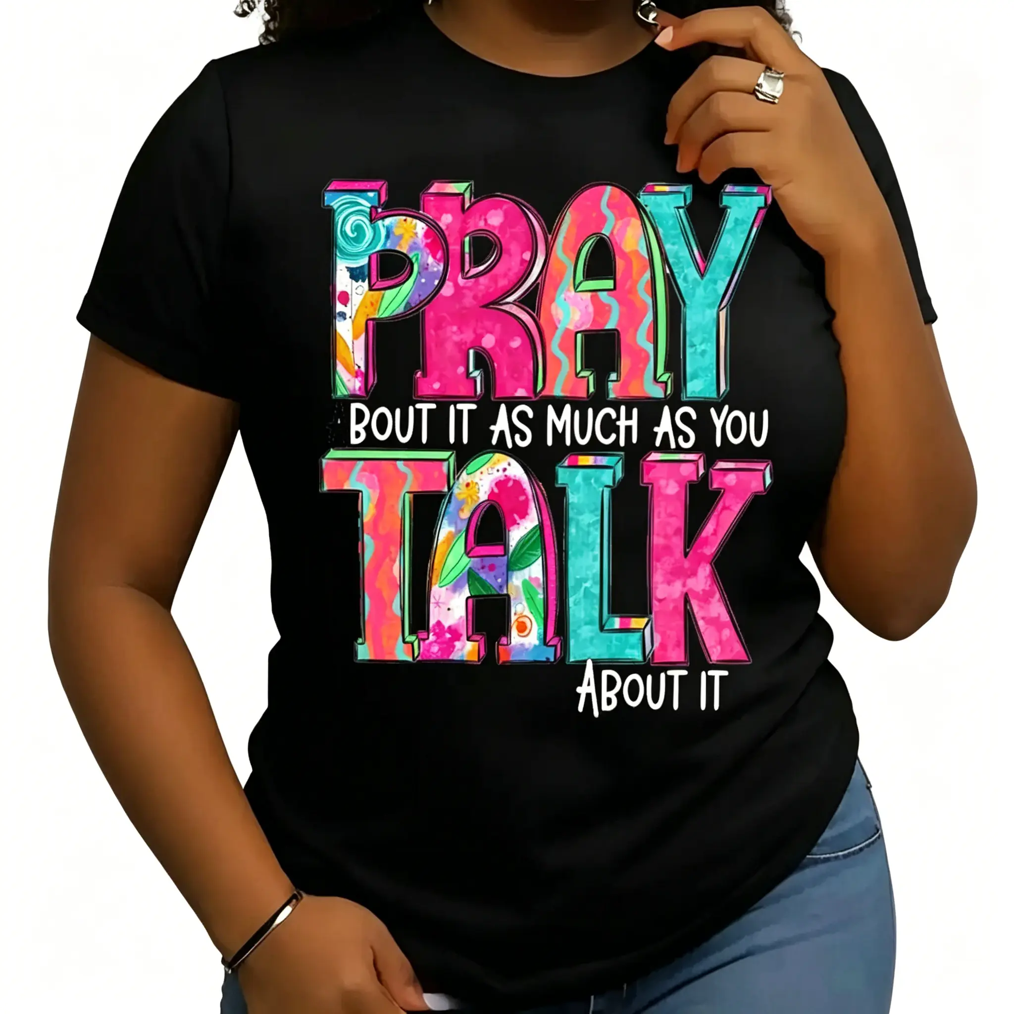 "Faith Inspired Pray Talk About" Graphic Unisex Tee |   All-Season Breathable Top