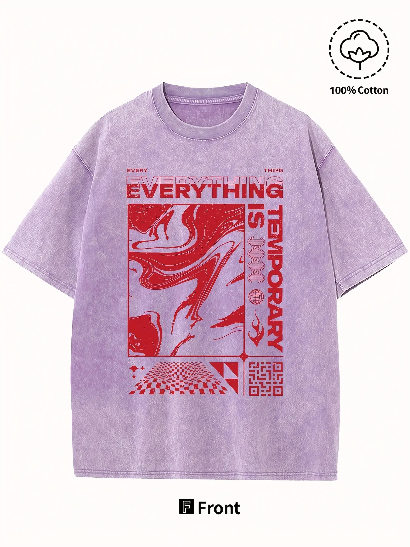 Washed Women'S "All Things Are Impermanent" Philosophy T-Shirt- Heavyweight Washed Crew Neck Top- Loose Street Style Casual Shirt- Machine Washable for Daily and Formal Wear- Minimalist Pattern Art Print Summer Clothing