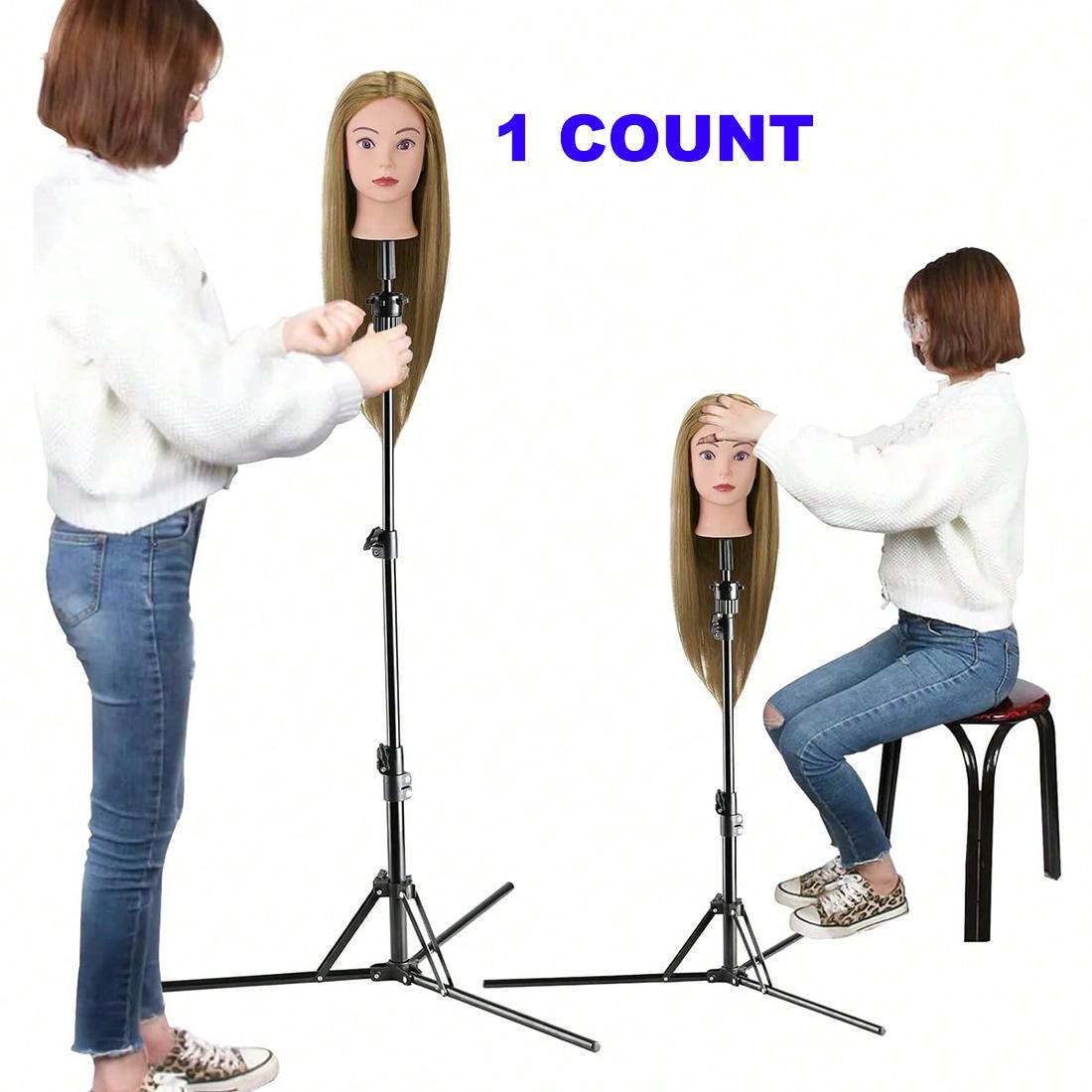 63 Inch Mannequin Head Stand, Foldable Wig Stand Tripod, Adjustable Wig Head Stand with Set for Wig Making, Hair Styling Accessories, Hair Products