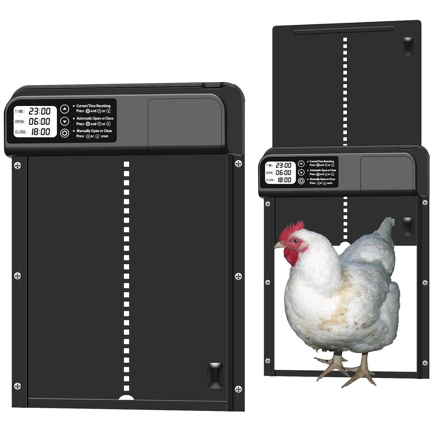 Automatic Chicken Coop Door, Battery Powered LCD Display Timer Chicken Door, Farm Animal & Poultry Supplies
