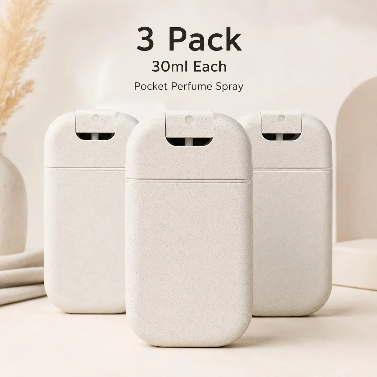 3 Pack 30ml Refillable Perfume Atomiser Bottles, Wheat Straw Card-Shaped Travel Spray Bottles for Perfume & Styling Spray