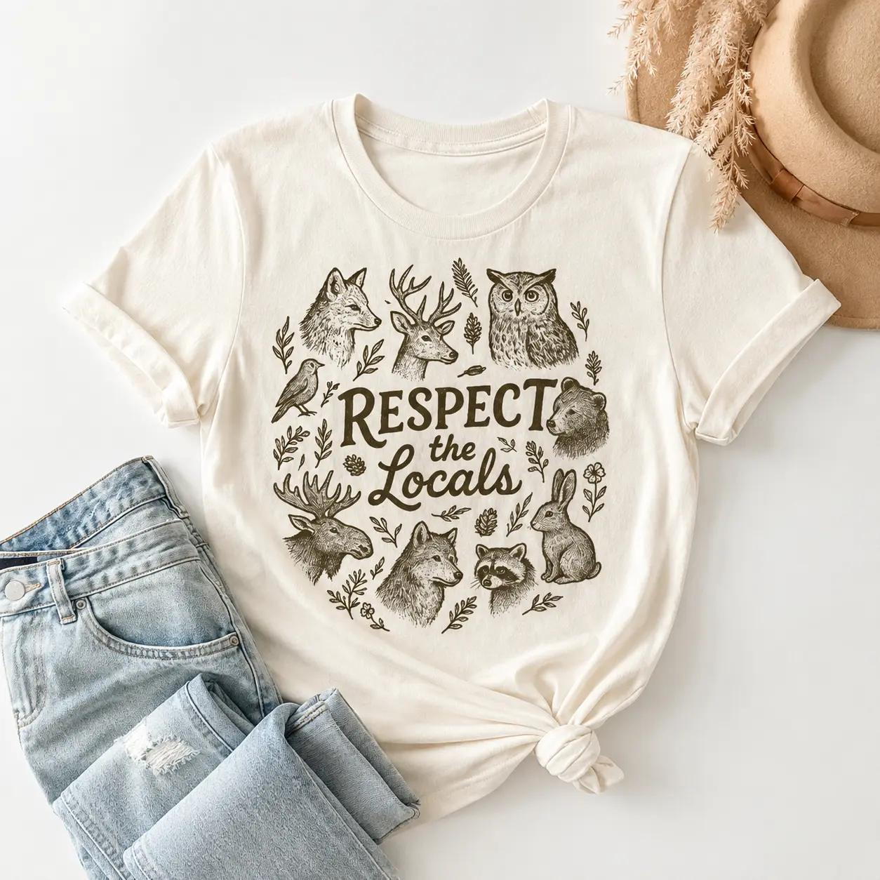 National Park Respect The Locals Camping Tee for t shirts women and women's t shirts, animal t shirts for women, cotton tops with capris, summer tops, summer clothes, women's clothes, shaggy shirt
