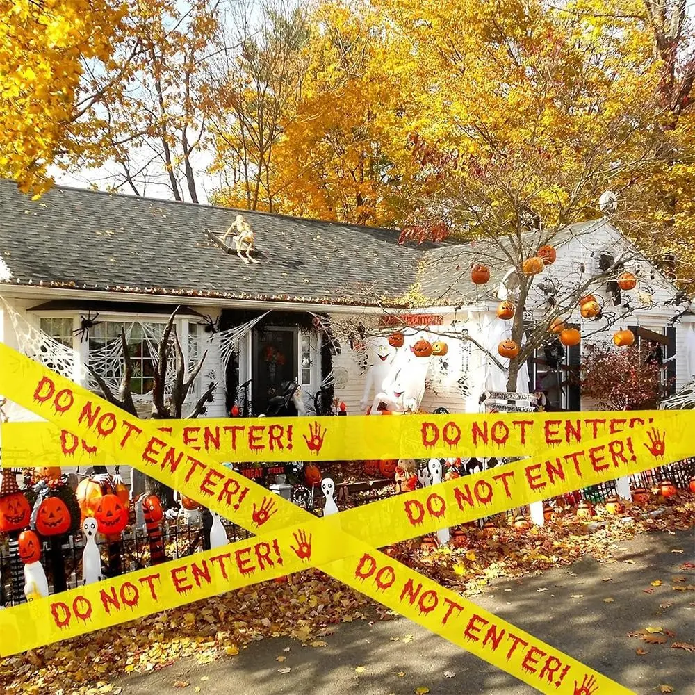 Halloween Do Not Enter Caution Tape Roll, 4.8cm×25m Spooky Warning Barrier Tape, Party Door Car DIY Decor, Halloween Supplies
