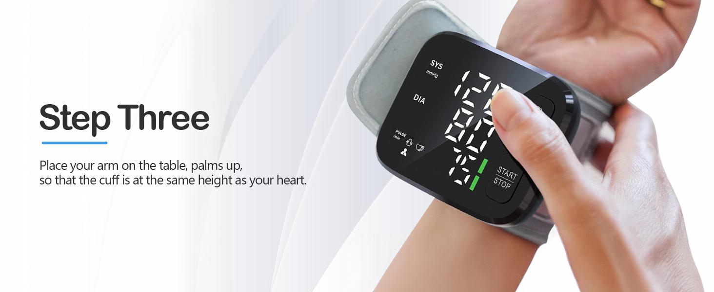 Blood Pressure Monitor LED Backlit Display Automatic Wrist Cuff Blood Pressure Monitors for Home Use 120x2 Reading Memory with Carrying Case, Black