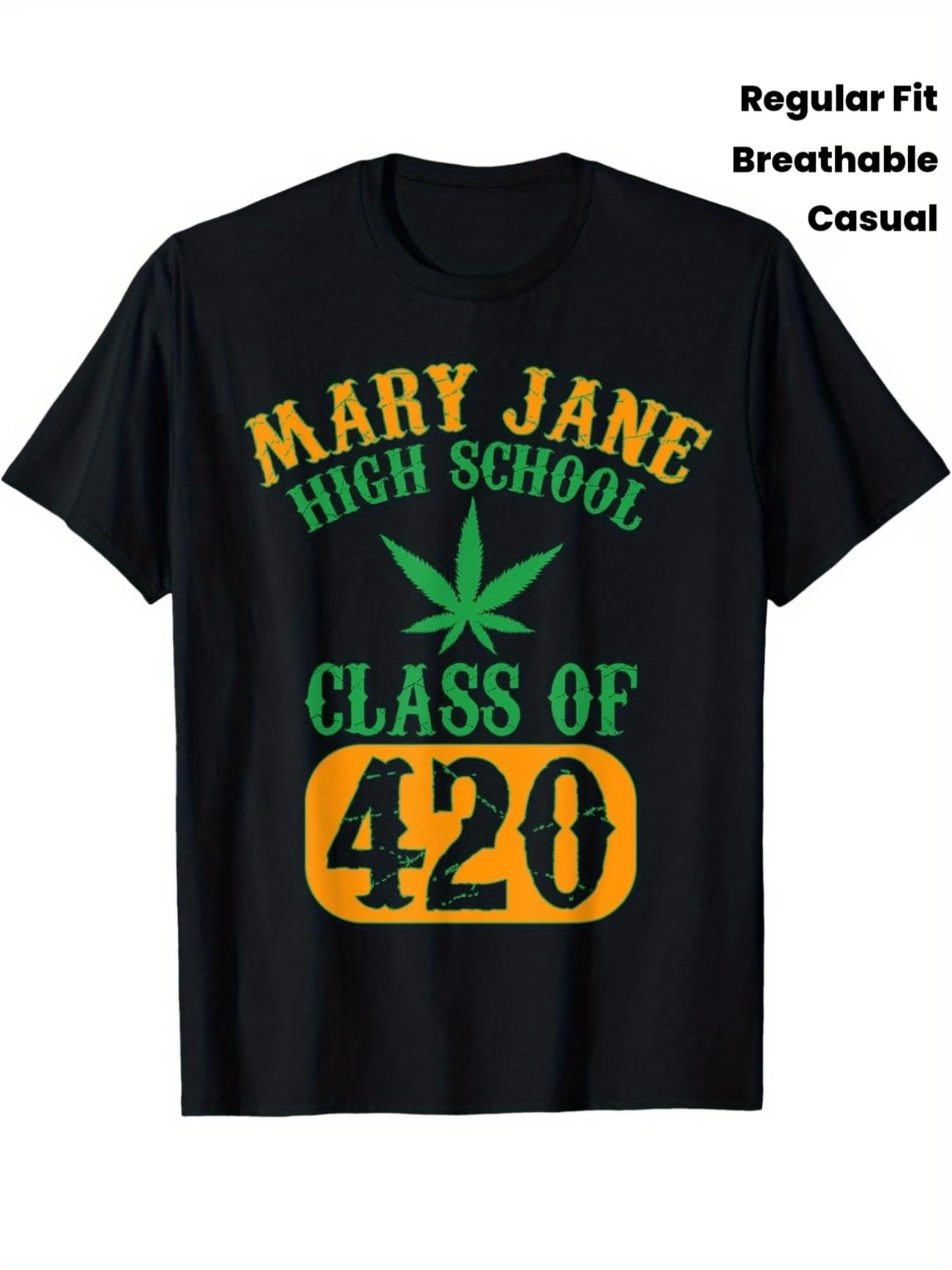 Men's Class of 420 Weed Graphic T-Shirt, 100% Fabric, Crew Neck, Short Sleeve, Regular Fit, Weekend Casual Wear, All-Season Casual Wear