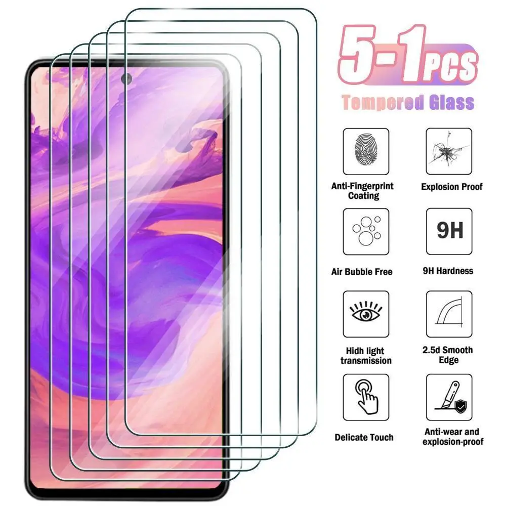 Tempered Glass Screen Protector for Samsung Galaxy (A03,A12,A13,A22,A23,A32,A33,A42,A52 4G/5G,A52s,A73) - Smooth Touchscreen, Scratch-Resistant, Transparent, 1-5Pcs Pack, Manufacturer Warranty