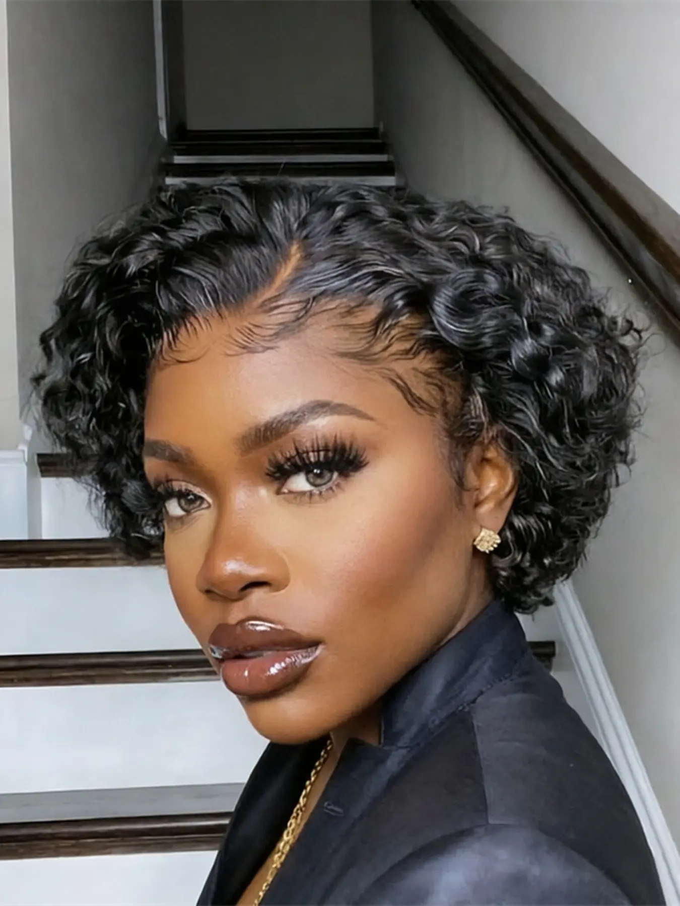 Pixie Wig Natural 13x4 Lace Daily Party Cosplay Gift Use Short Curly Wave Human Hair Wigs for Women