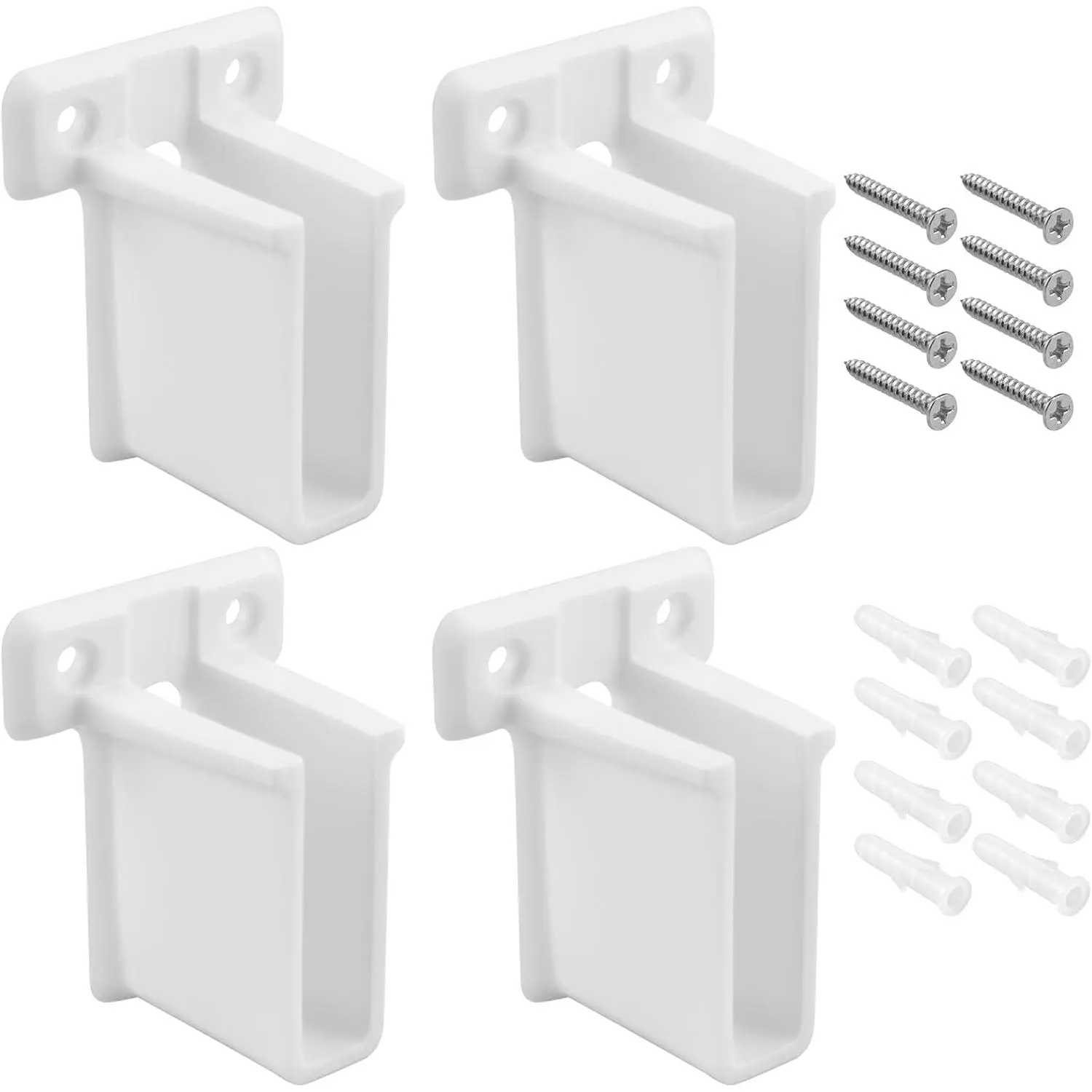 4 count Wire Shelf End Bracket, White Plastic Wall Mount Closet Shelves Brackets for Shelves Closet, Comes with Fasteners