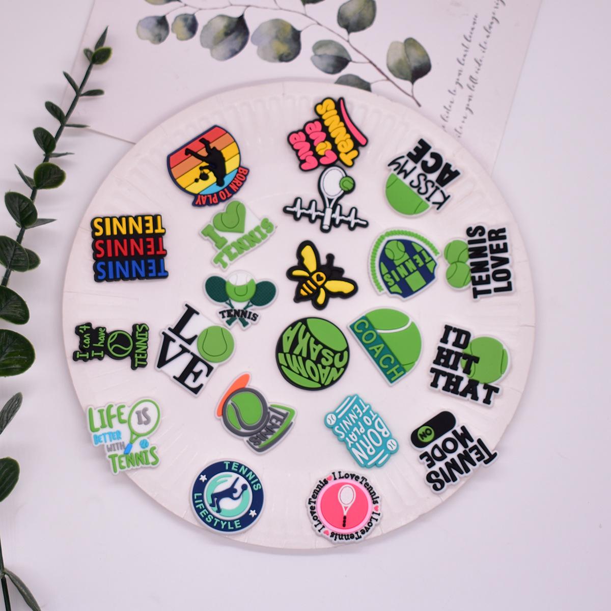 New tennis sports trend DIY accessories, PVC soft adhesive patches for phone cases, hair accessories, and flat decorations