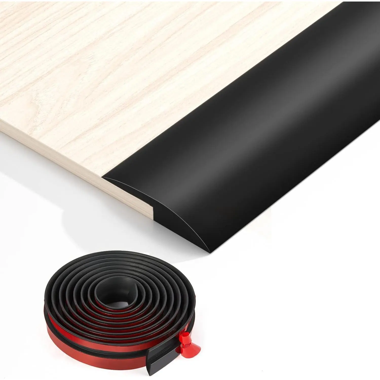 Floor Transition Strip Self Adhesive Carpet & Flooring Transitions Edging Trim Strip, Vinyl Threshold Strip Suitable for Threshold Height Within 5mm, 39inch Black