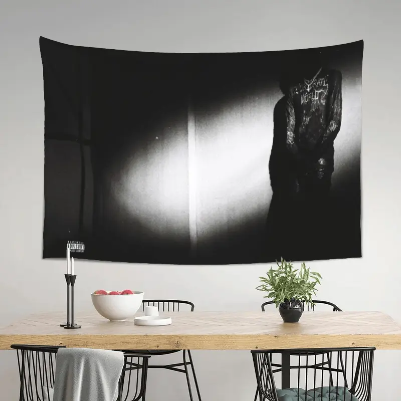 40in x 60in Retro Gothic Music Tapestry, Dark Lonely Figure Wall Hanging for Bar, Music Room, College Dorm, Man Cave and Party Decor, Peach Skin Fabric Single-Sided Wall Art for Bedroom Living Room Gift