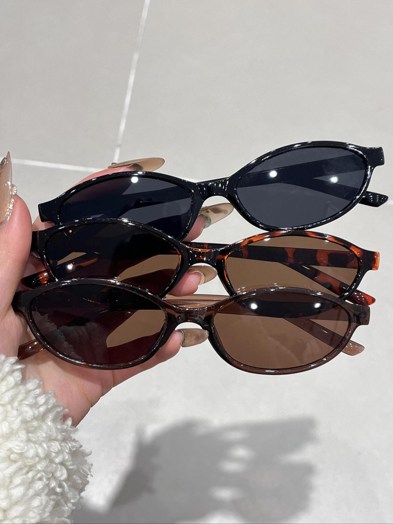 Women's Trendy Tinted Lens Oval Frame Sunglasses, Vintage Casual Sunglasses for Everyday Use, Fashion Accessories for Outdoor Activities, Trendy Beach Eyewear
