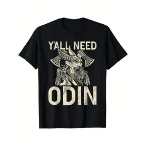 Men's Odin Viking T-Shirt - Soft Short-Sleeve Round Neck Streetwear Tshirt, Available in S-5XL Sizes