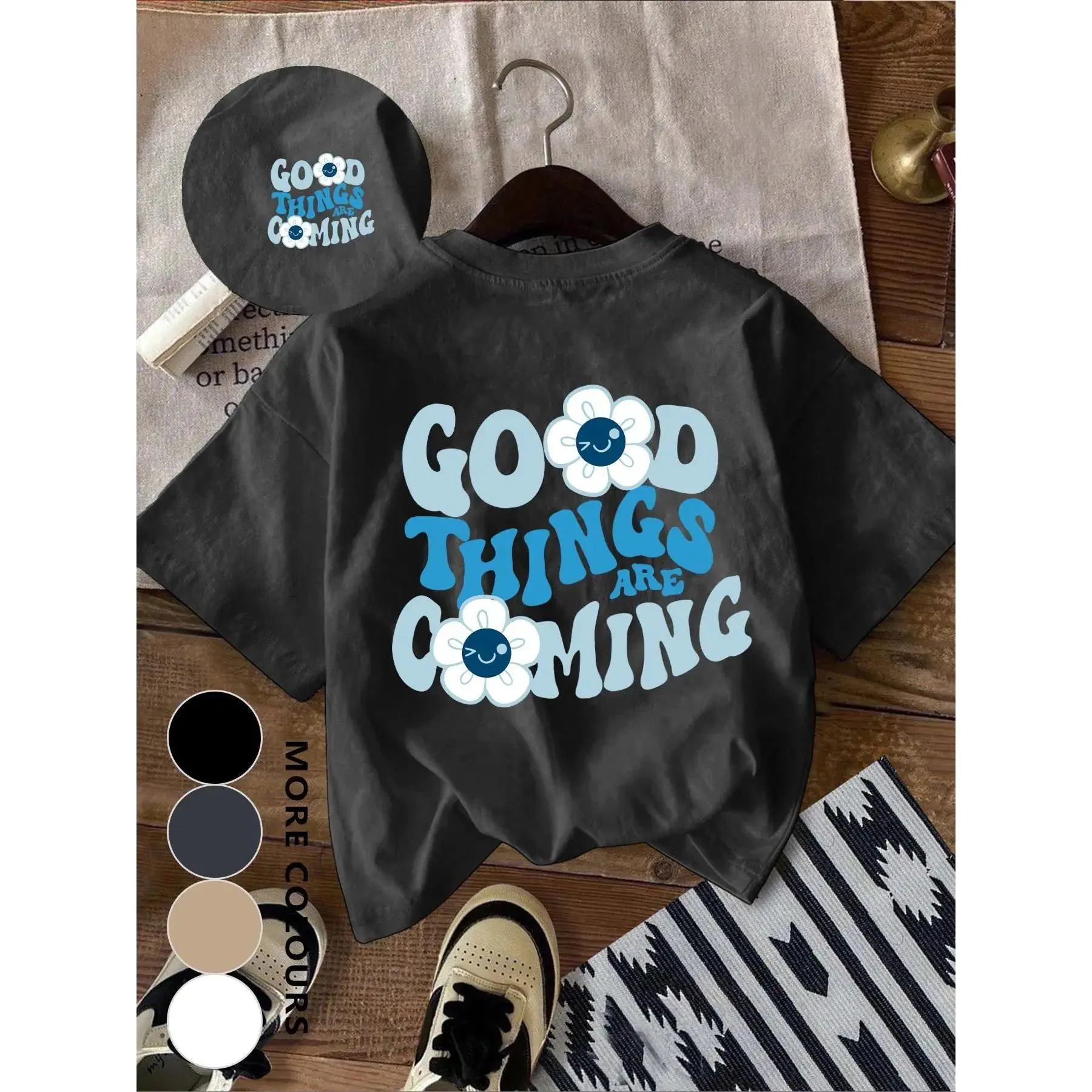 Good Things Are Coming T Shirt |   Positive Quote Graphic Tee |   Inspirational Letter Print Shirt |   Casual Short Sleeve Top