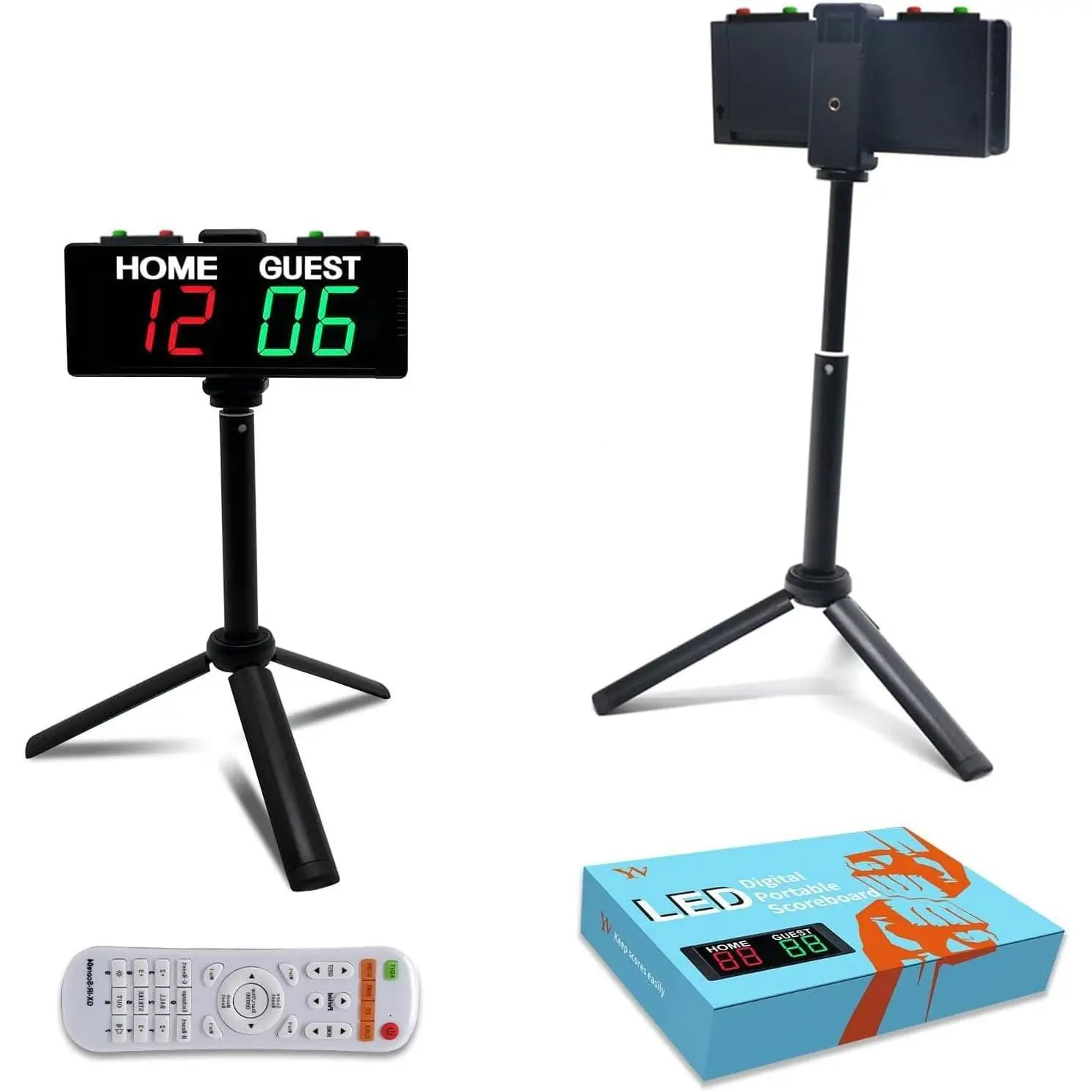 YZ Battery Powered Scoreboard Clock Timer with Buttons, Portable Digital Scoreboard with Remote, Electronic Scoreboard with Stand, Cornhole Score Keeper for Outdoor Yard Games/Shuffleboard/Pickleball