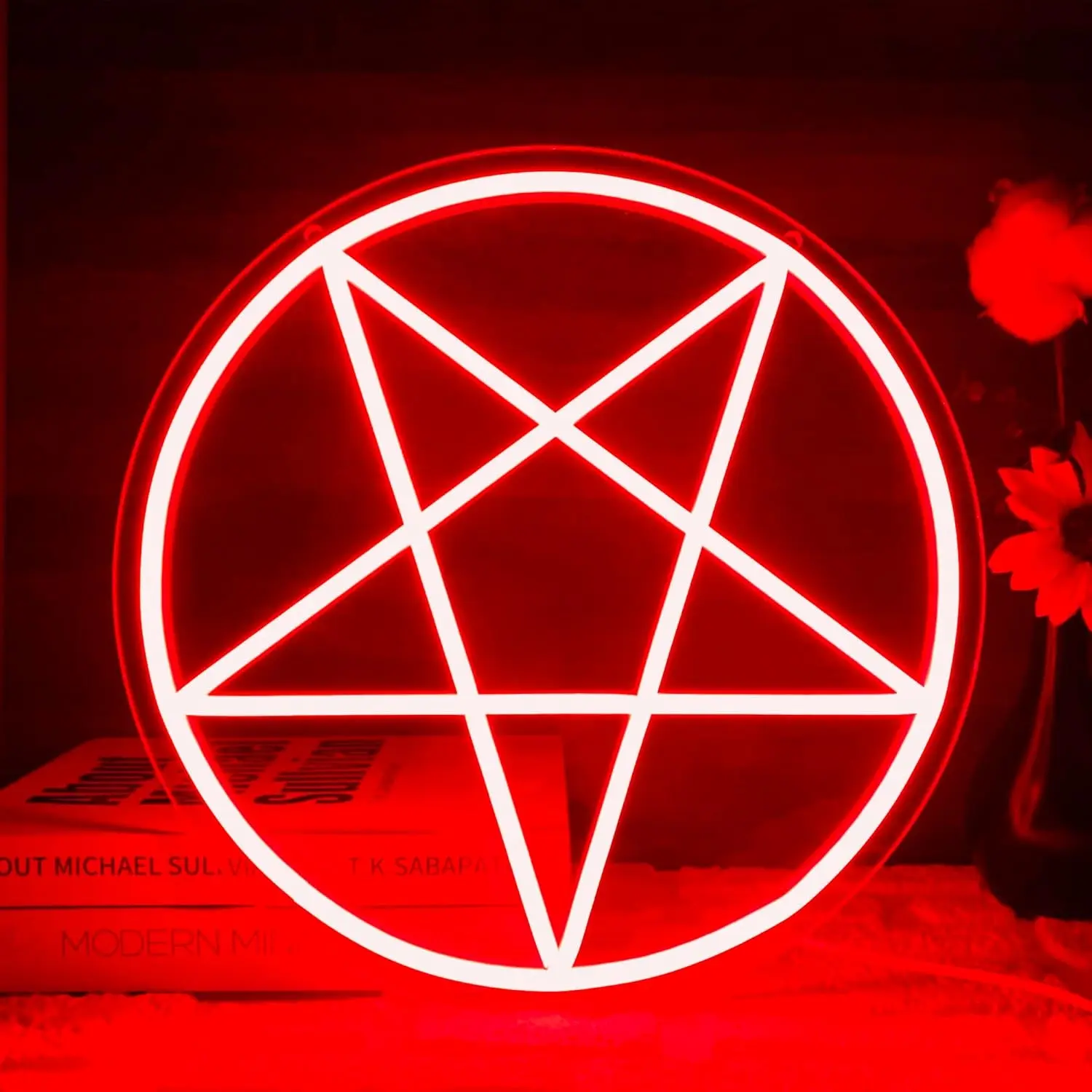 Halloween Neon Light LED Gothic Star Sign, USB Powered Adjustable Lighting, Wall Mounted, Ideal for Halloween Parties, Game Rooms, Bedrooms, Dorms, Universities