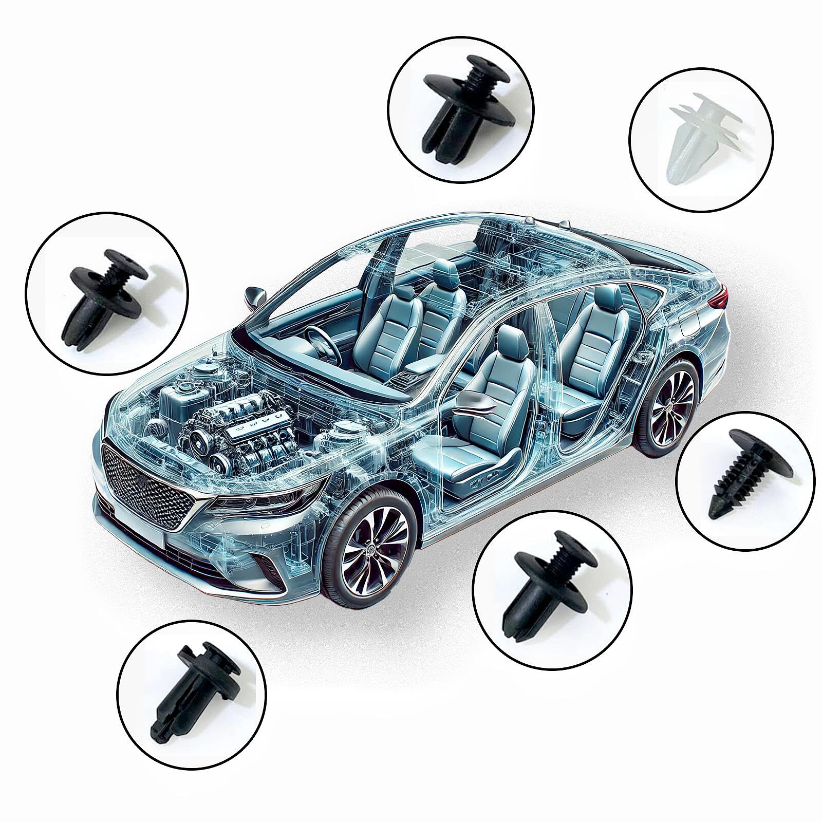Push Type Nylon Car Fastener Kit with Removal Tool 6 Sizes 100 Pieces Bumper Car Fixing Clips Set Durable Easy to Use Vehicle Clips Heavy Duty Material Organized Storage Case