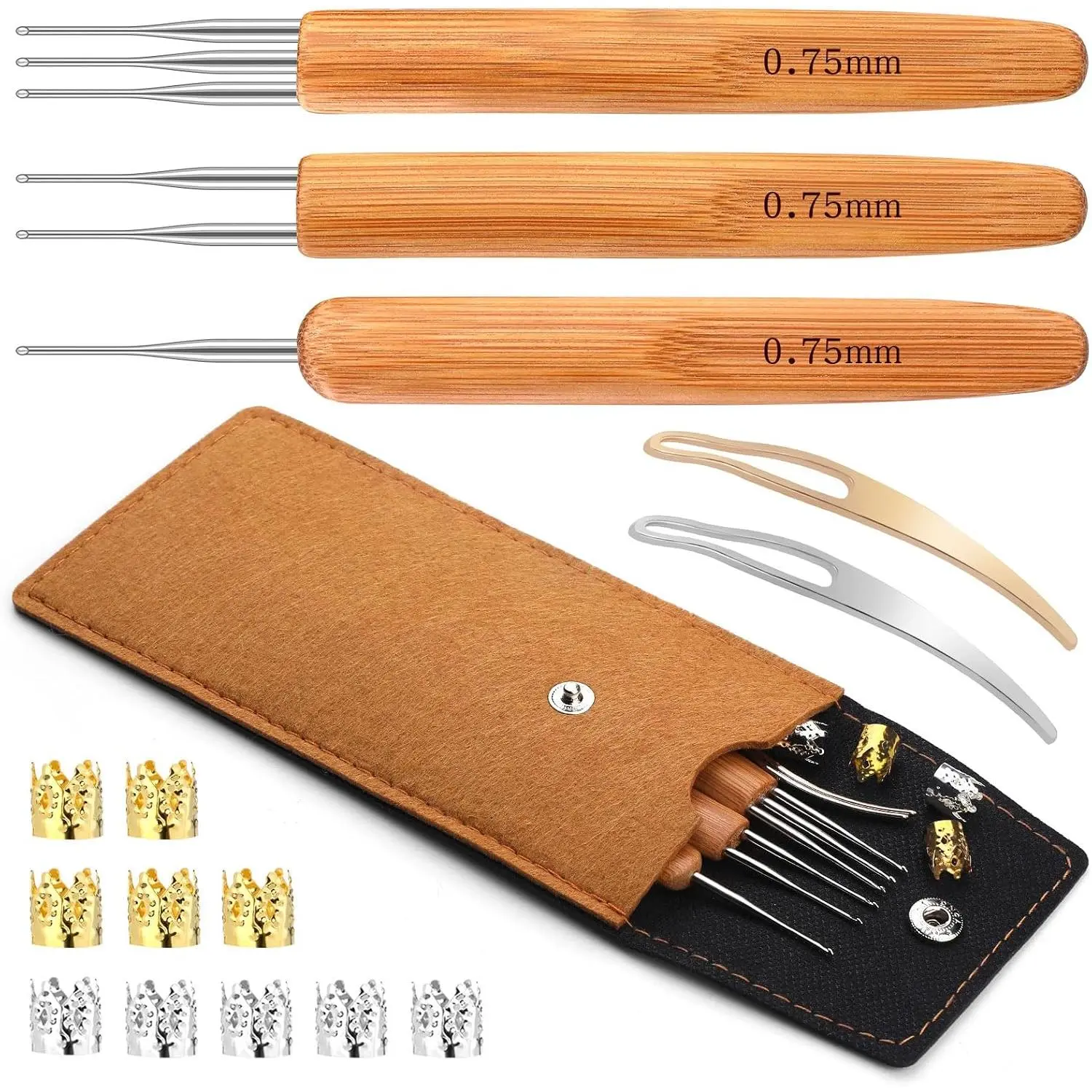 0.75mm 3 count Dreadlocks Crochet   Handle Hooks