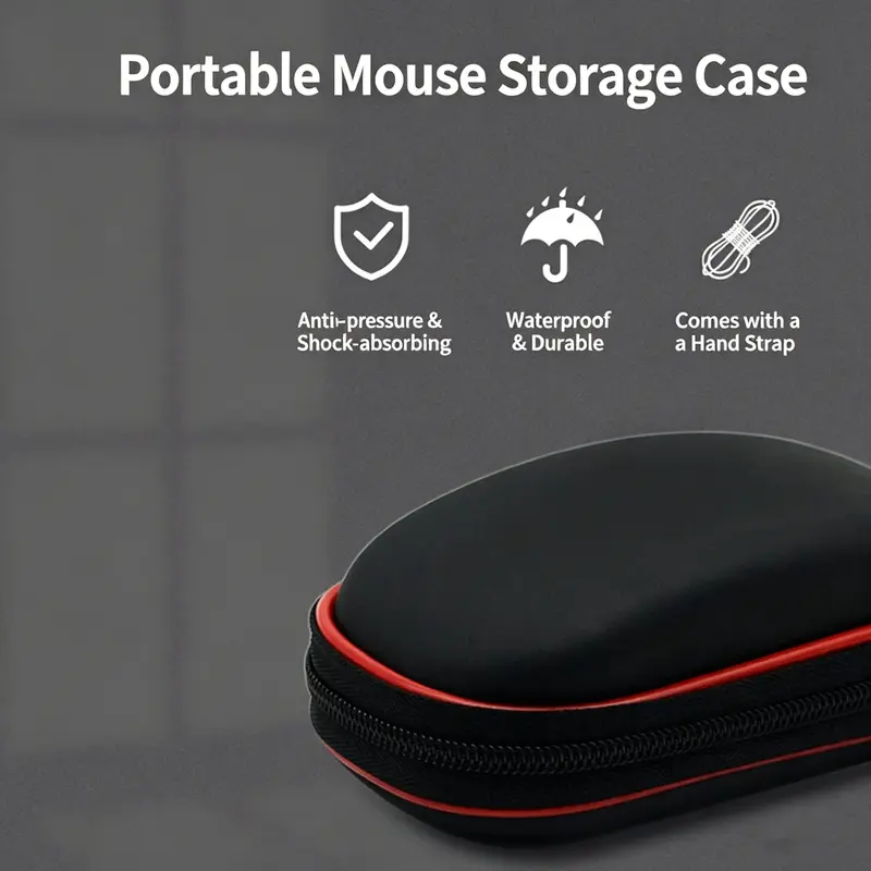Mouse storage case, compatible with Apple Magic Mouse. Portable mouse protective case, drop-proof and pressure-resistant, with a double-layer zipper design that can also hold charging cables, Portable Organizer