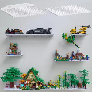 LRANFOW 6 Pack Wall Display Shelf for Lego Standard Bricks, 4x5 inch Dual-Sided, 16x13 Studs 4.8-4.9mm, Supports Up to 2 lbs with Screw, Baseplate Floating Shelves for Builders Room Decor