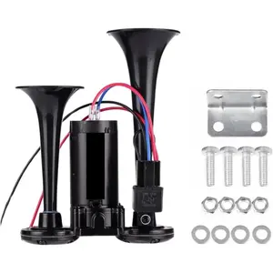 JOKG 12V 600DB Car Air Horn, Super Loud Air Horn for Truck, Dual Electric Air Horns Kit for Vehicles- With Compressor, Applicable for Cars, SUVs, Motorcycles, Tractors (Black)