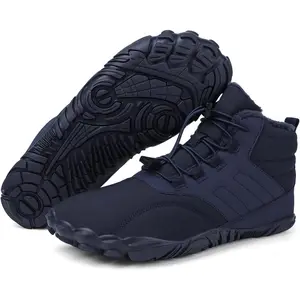 Tongzone Men's Wide Toe Box Barefoot Shoes Fur Lined Minimalist Zero Drop Sole Walking Shoes Winter