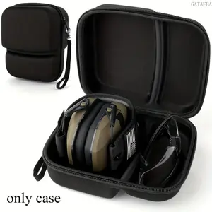 Slim Hard Electronic Earmuff Storage Case, Portable Protective Carry Bag for Noise Cancelling Ear Defenders & Headphone Accessories, Ideal for Shooting Outdoor Travel Daily Storage