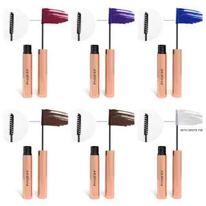 6 Shades Coloured Mascara Waterproof Smudge Proof Burgundy Purple Blue Brown Dark Brown White Fiber Lash Mascara Long Lasting Curling Volumizing Eyelash Makeup for Party Festival Daily Eye Cosmetics