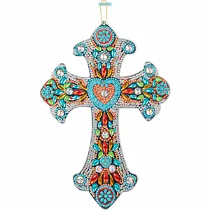 2D FLATDIY Diamond Painting Cross Pendant Acrylic Mosaic Kit Rhinestone Hanging ArtsSpark Your Inner Artist: DIY Diamond Painting Kits for Creative Joy & Stunning Art!