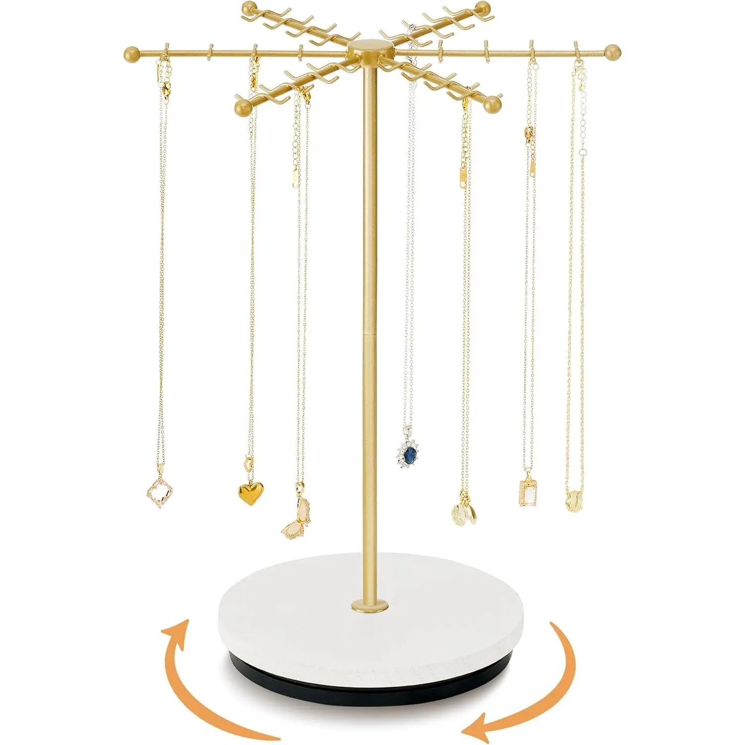 Necklace Holder  Stand, Rotating Necklace Holder Organizer with 48 Hooks for Necklace Earring Keychains Bracelet Display Stand, Metal Necklace Tree Stand -Women Gifts ()