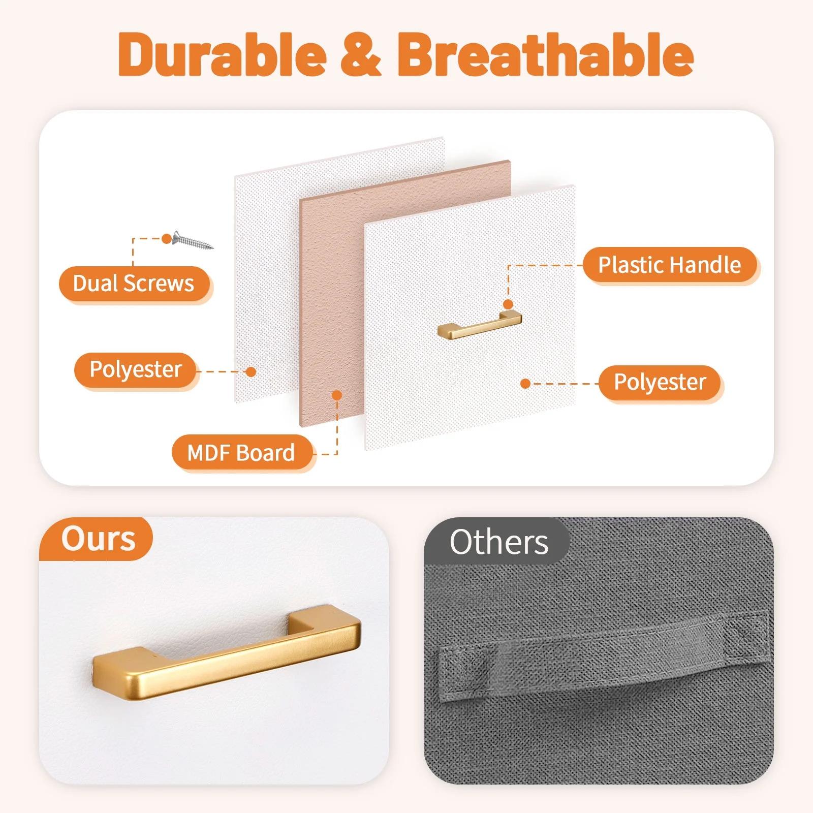 SICANDAENHK Maximize space with this stylish 9-drawer fabric storage tower!Slim tall chest of drawers with durable fabric bins offers large capacity for clothing, blankets, accessories and baby items.Clean white finish fits any decor, ideal for bedroom